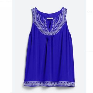 Skies are Blue Embroidered Knit Tank, Size S